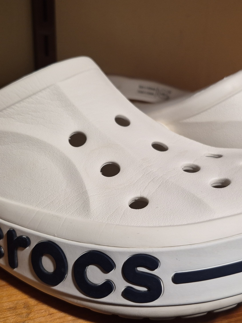CROCS White Clog with Navy Logo Band